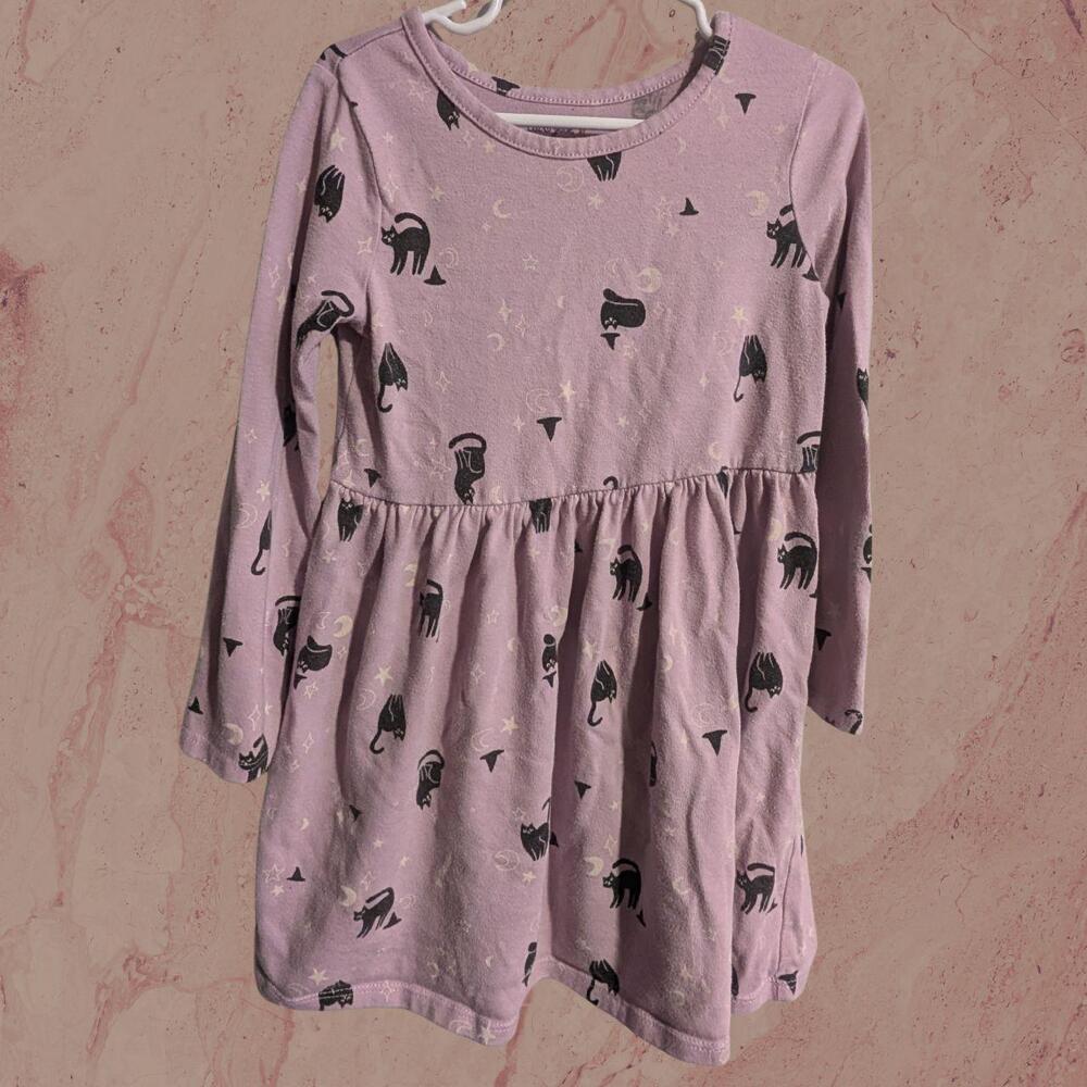 Cat & Jack lavender witchy cat skater dress 🐈⬛